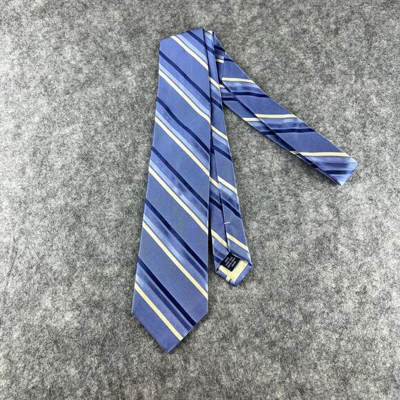 Faconnable Blue Diagonal‎ Stripe Hand Made 100% Silk Men’s Neck Tie - Picture 1 of 3